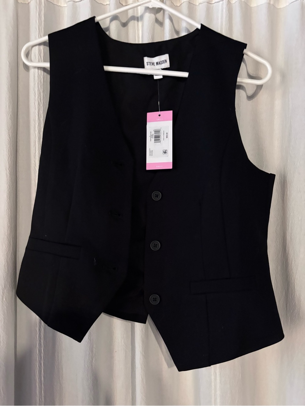 Steve Madden Womens Black Dress Vest